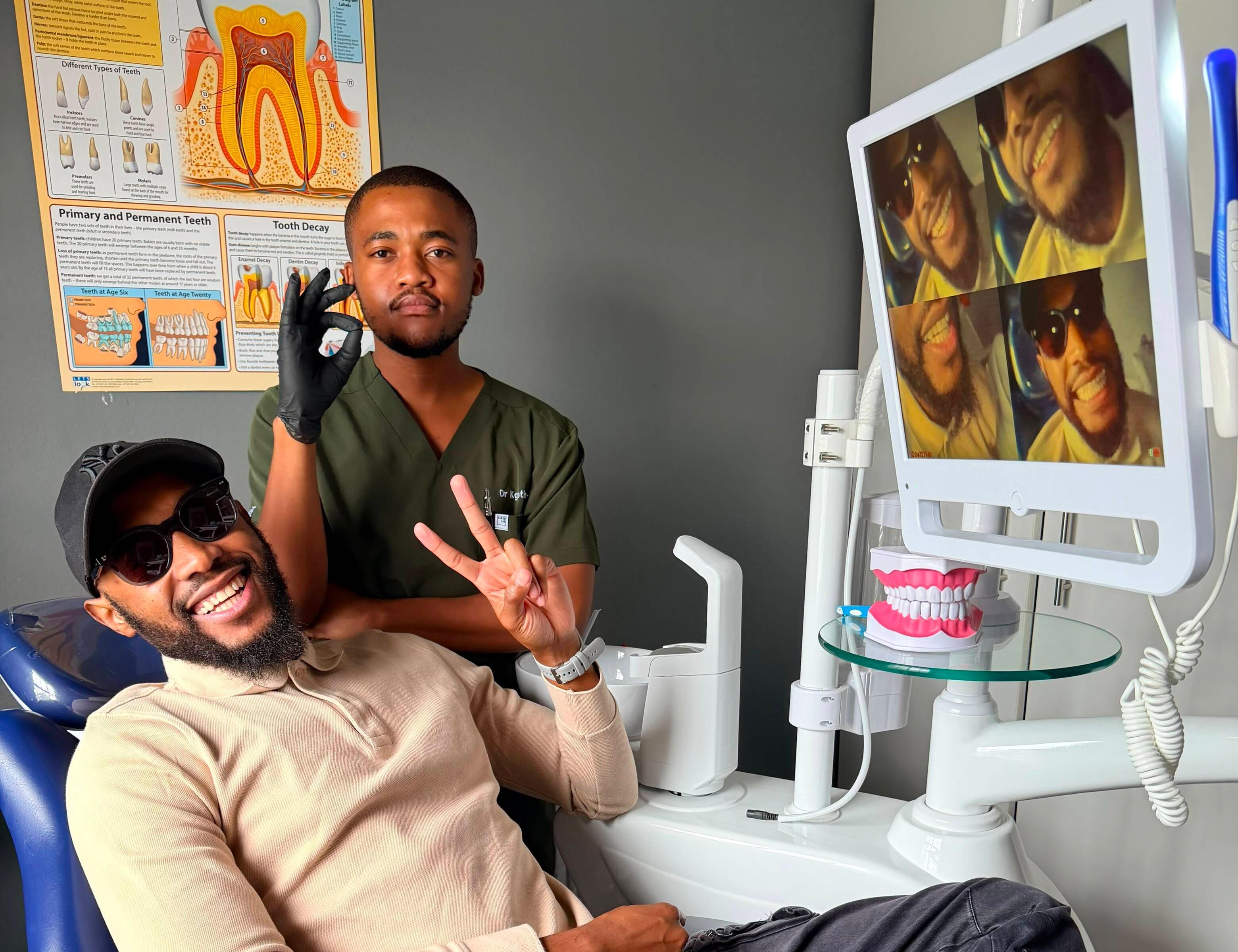 Dr. Mokwatedi providing dental care